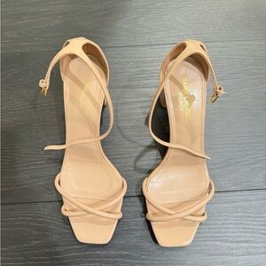 Saint Laurent Beige Strappy Leather Heels